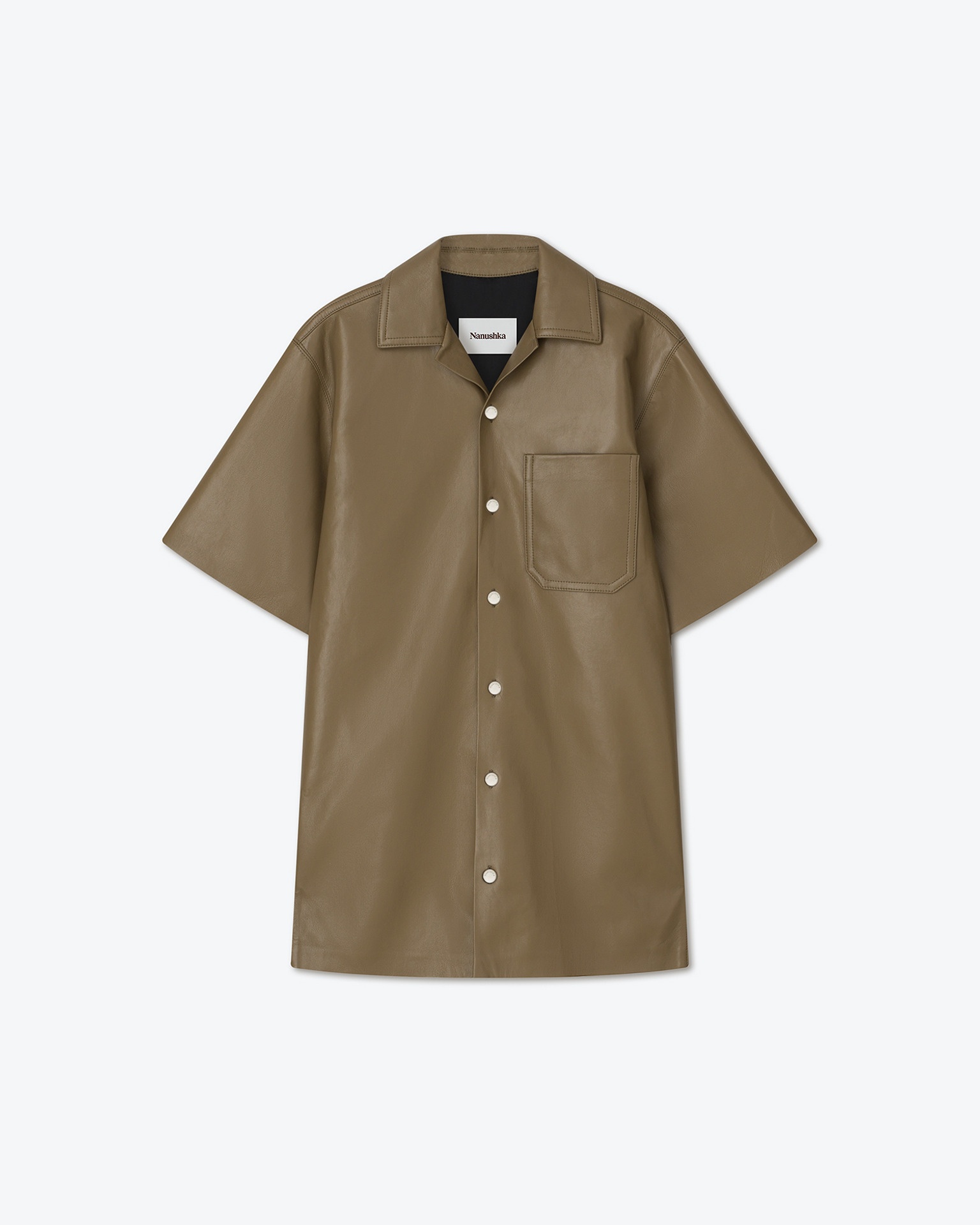 CARRICK - Regenerated leather shirt - Khaki - 1