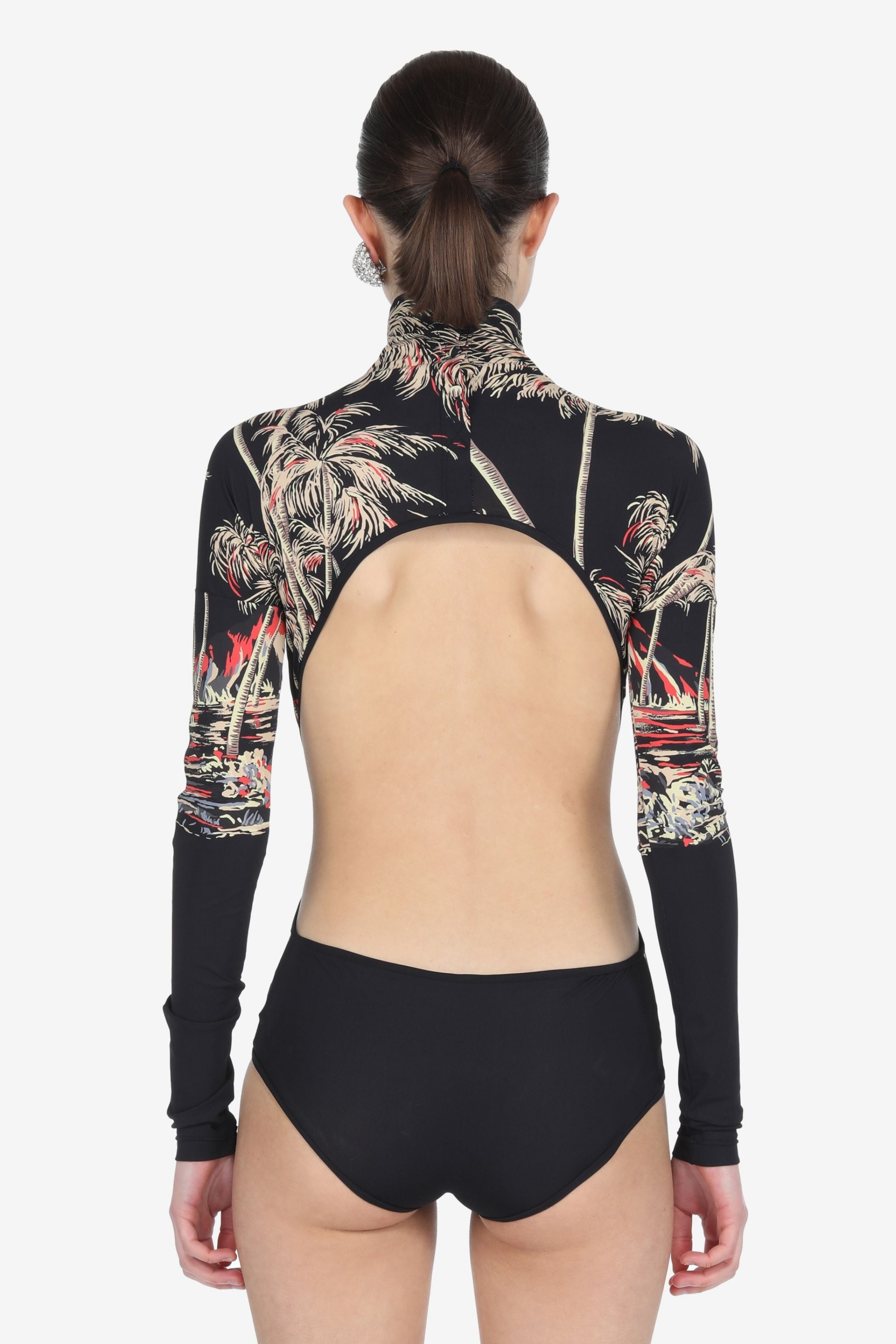 PALM TREE-PRINT BACKLESS BODYSUIT - 2