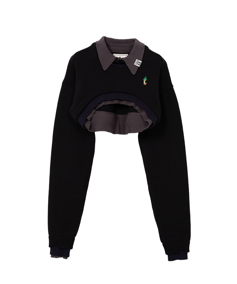 Triple Layered Cropped Knit Sweater 15