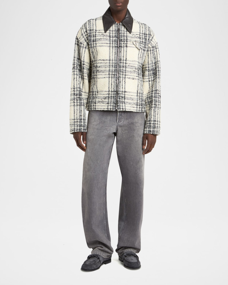 Bottega Veneta Men's Leather-Collar Check Boucle Jacket outlook