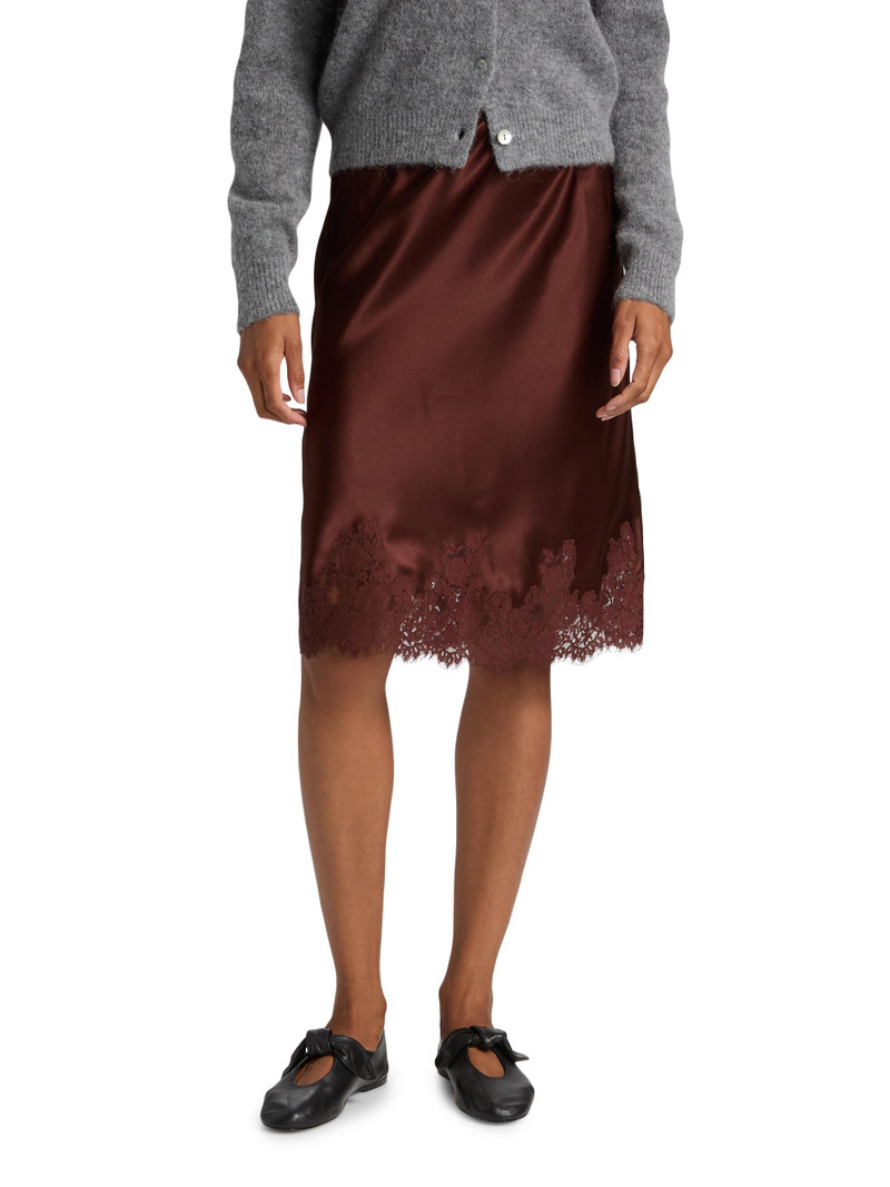 Women's Elowette Silk & Lace Midi-Skirt - Cafe Brun 3