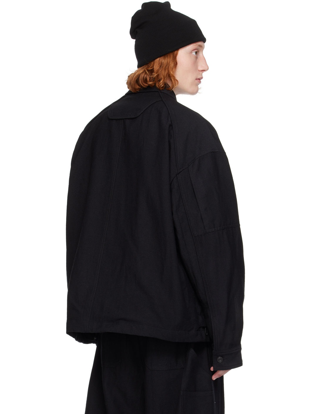 Black Spread Collar Jacket - 3