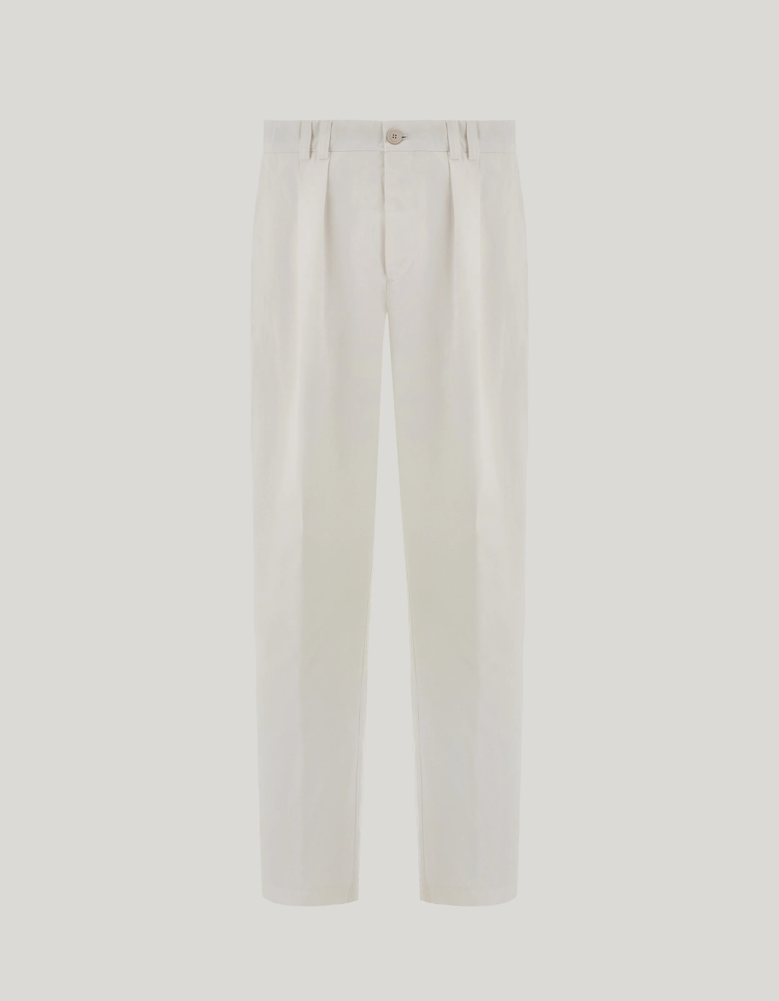 WHITE COTTON GABARDINE DOUBLE-PLEATED PANTS - 1
