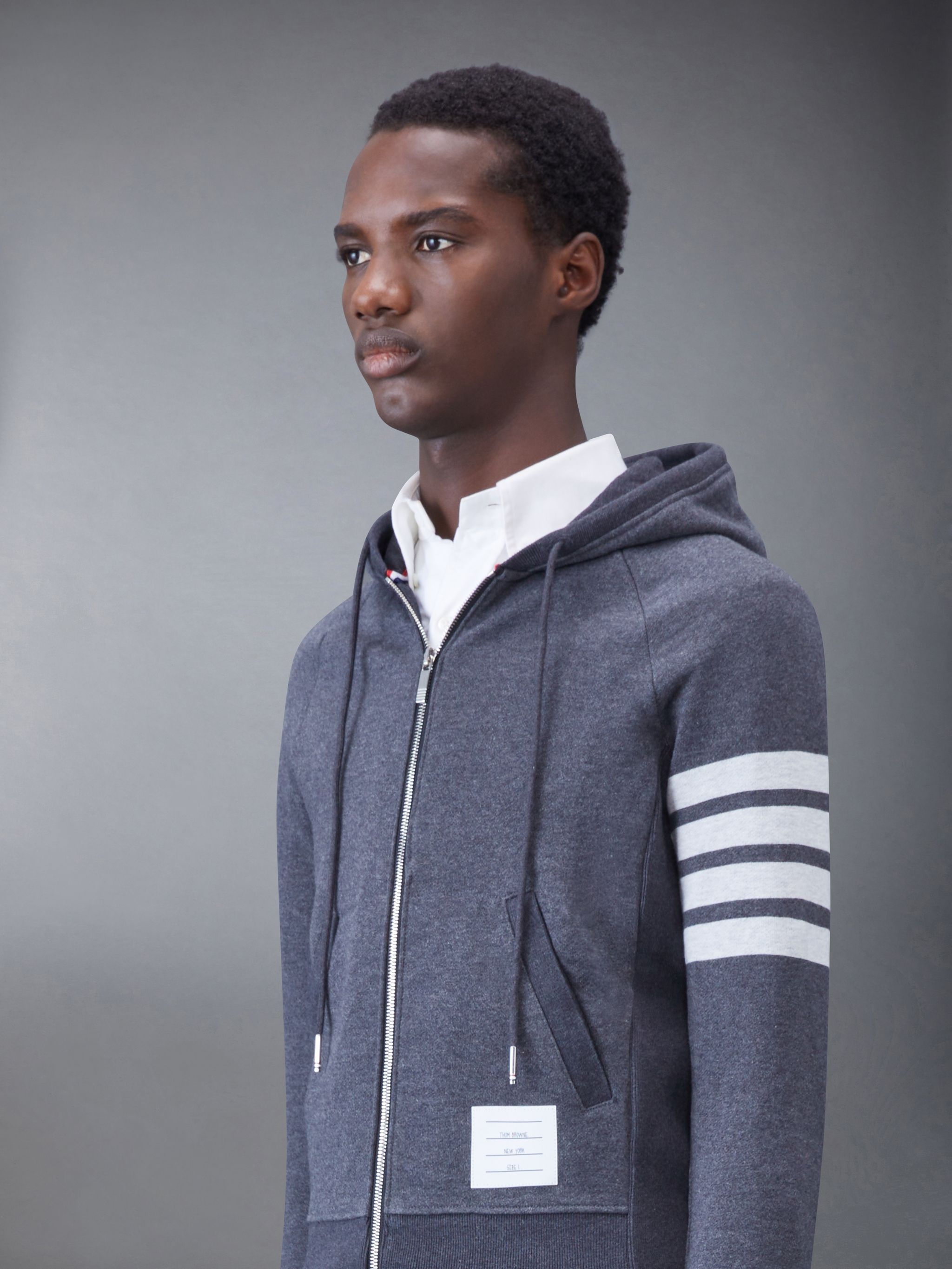 Thom Browne Funmix 4-bar cotton hoodie - White