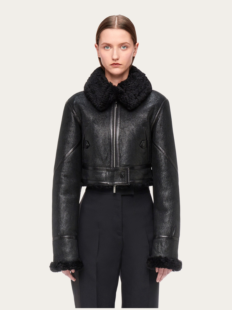 FERRAGAMO Cropped shearling bomber outlook