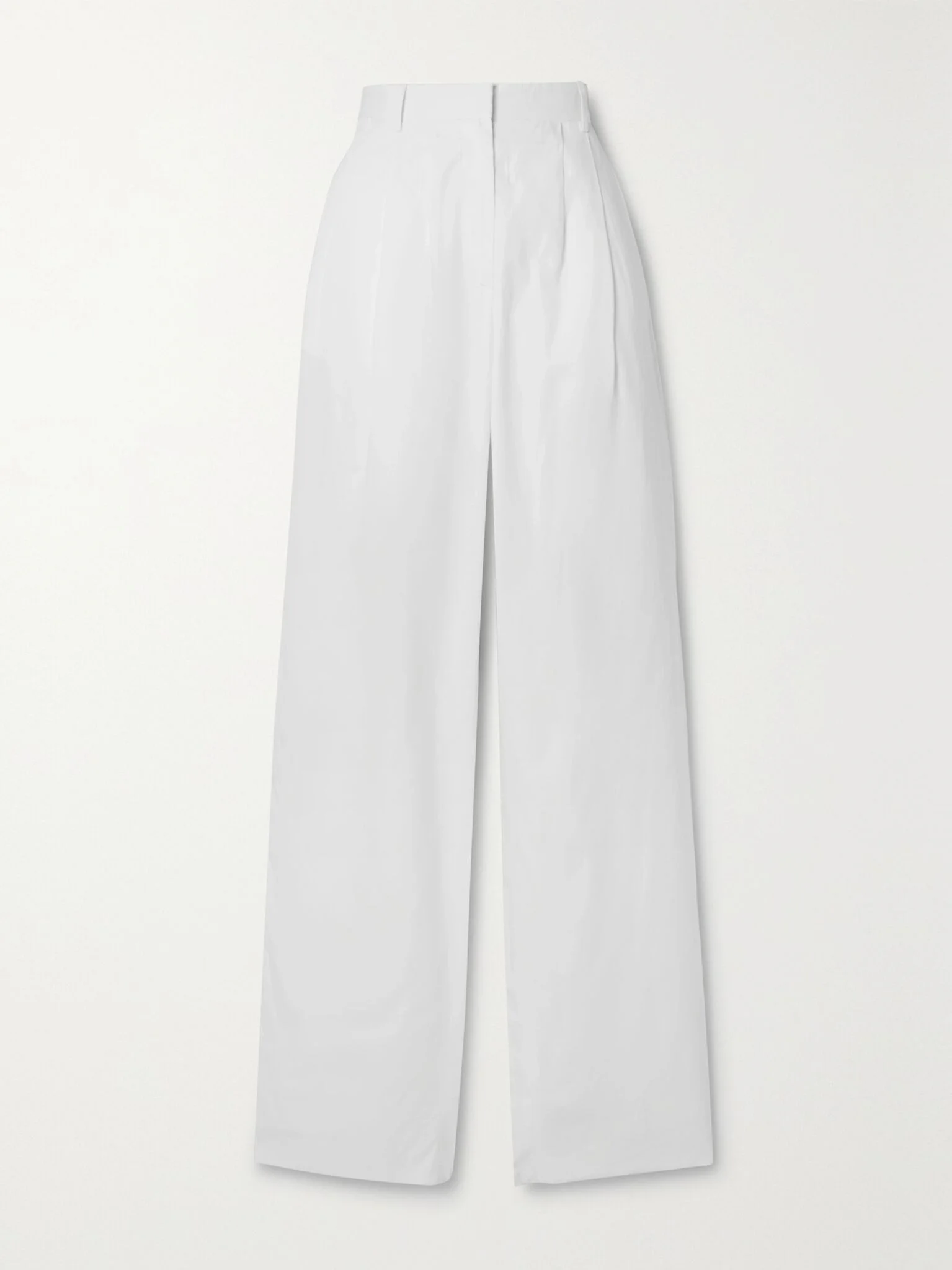 Bufus pleated cotton-poplin straight-leg pants White - 1