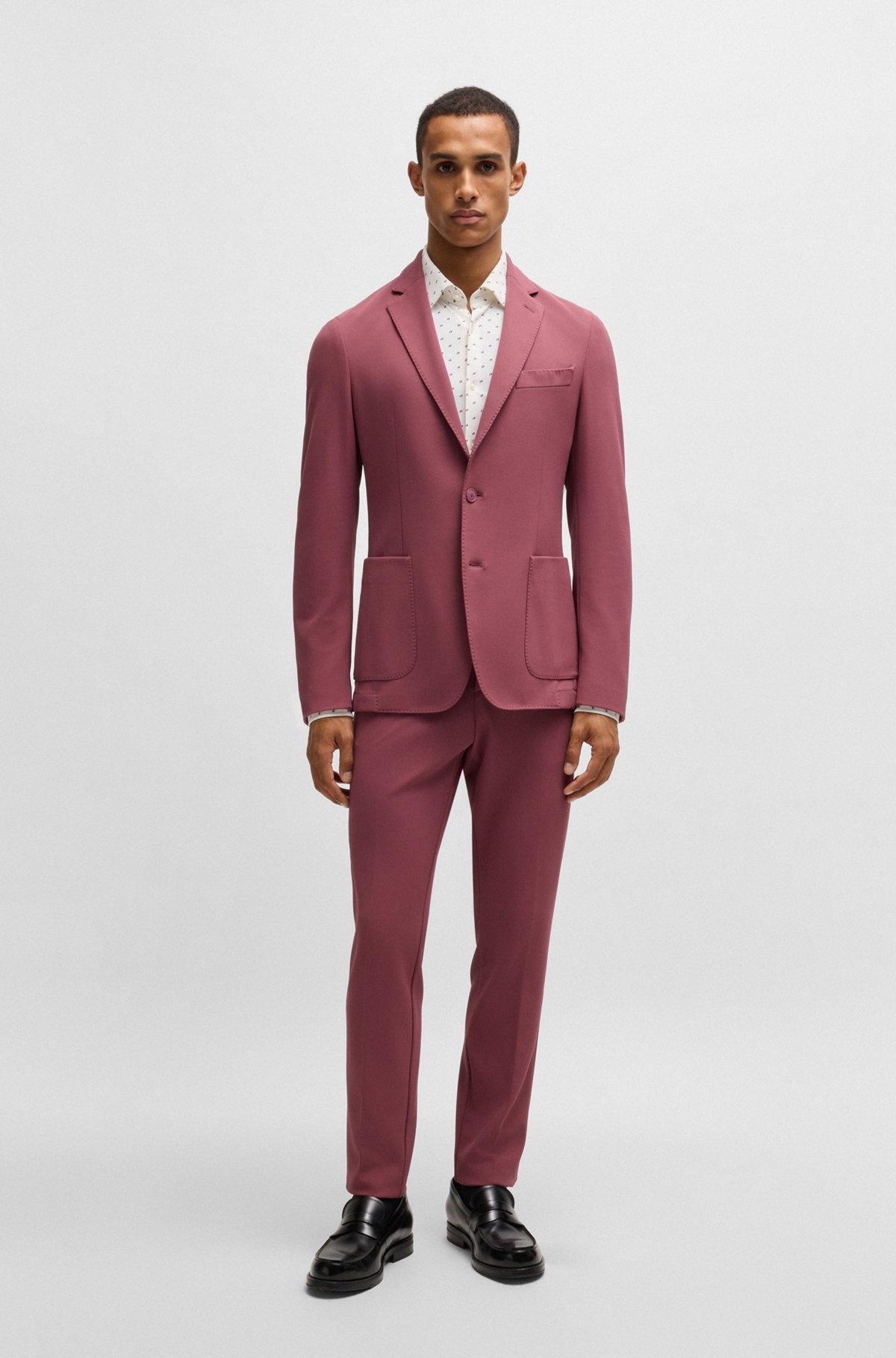 SLIM-FIT SHIRT IN PRINTED PERFORMANCE-STRETCH MATERIAL - 4