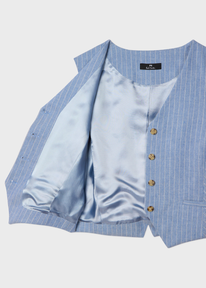 Women's Light Blue Pinstripe Waistcoat 8
