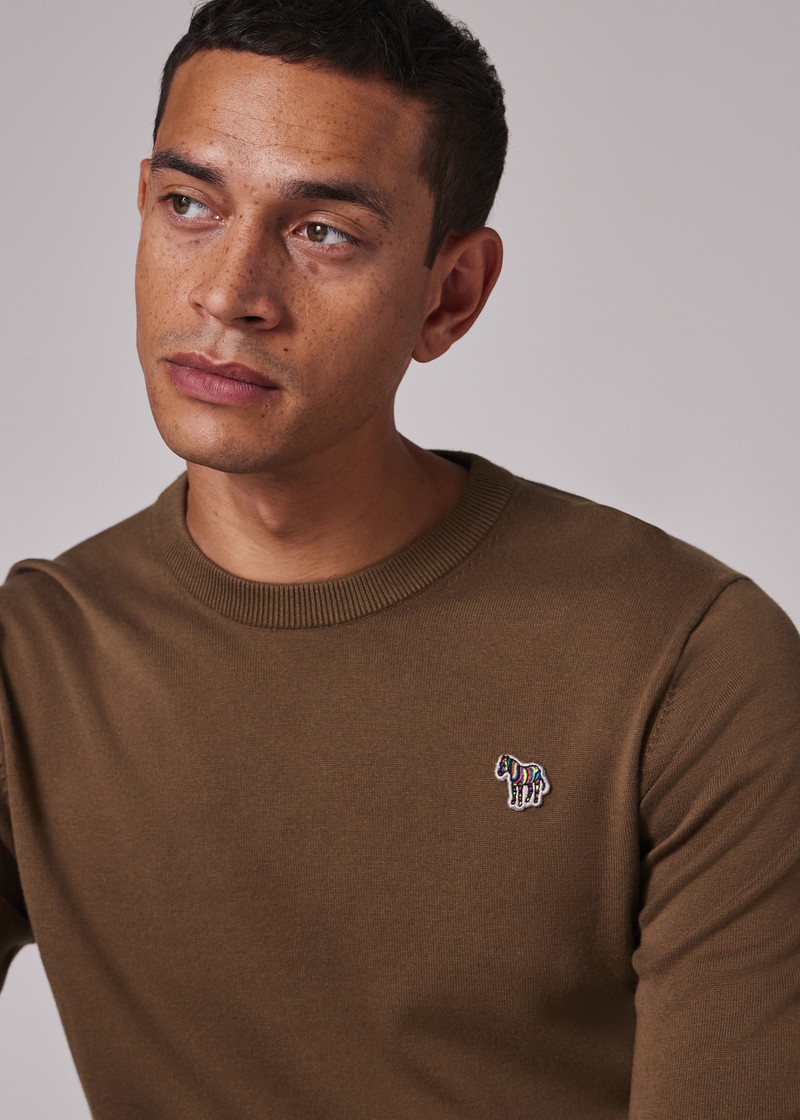 Paul Smith Khaki Organic Cotton Zebra Logo Sweater outlook