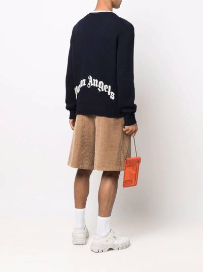 Palm Angels intarsia-knit logo long-sleeve jumper outlook