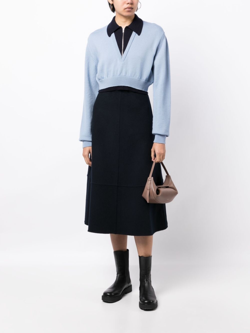 high-waisted knitted midi skirt - 2