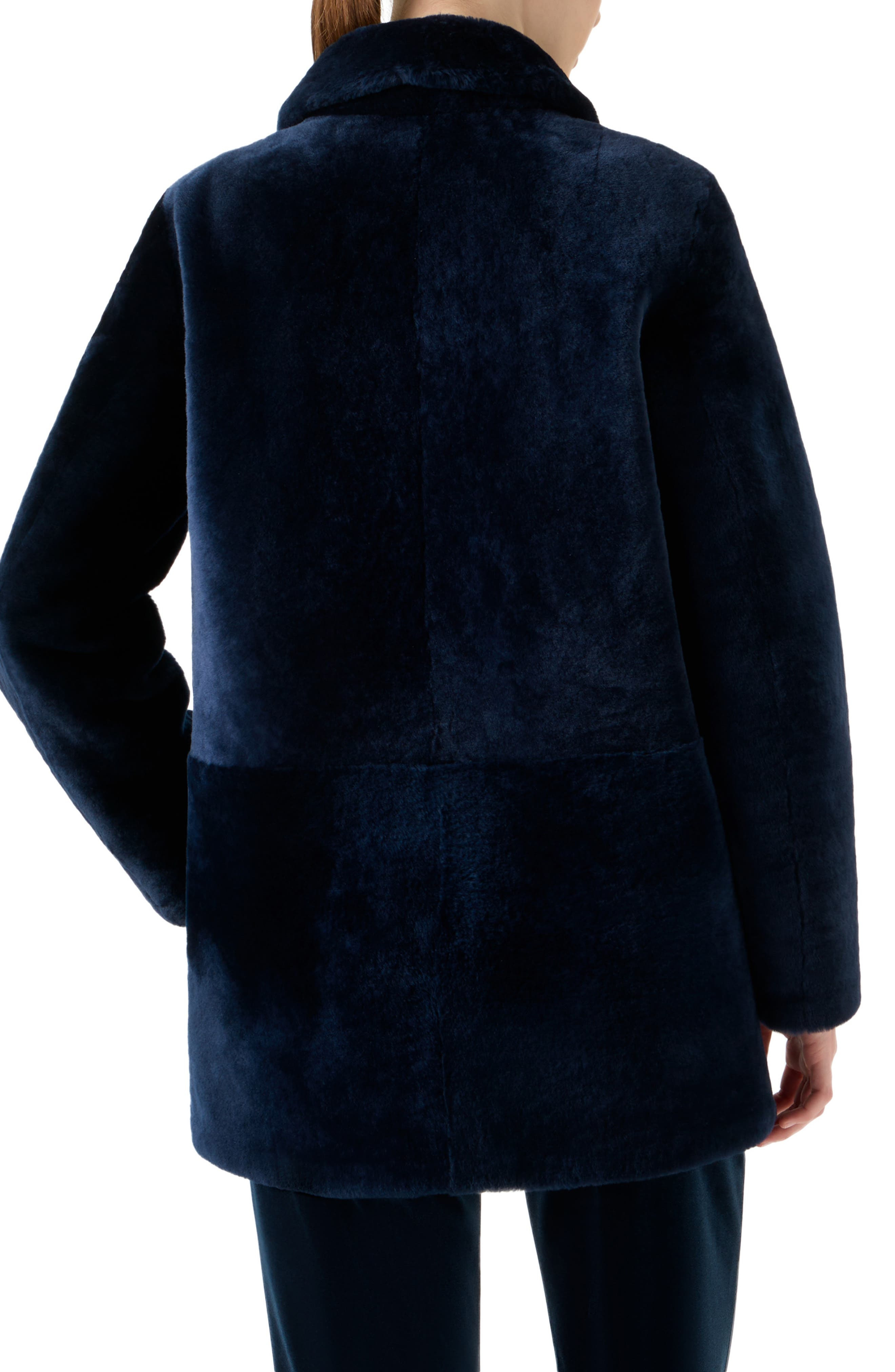 Akris Yaron Genuine Merino Shearling Jacket in Navy at Nordstrom - 2