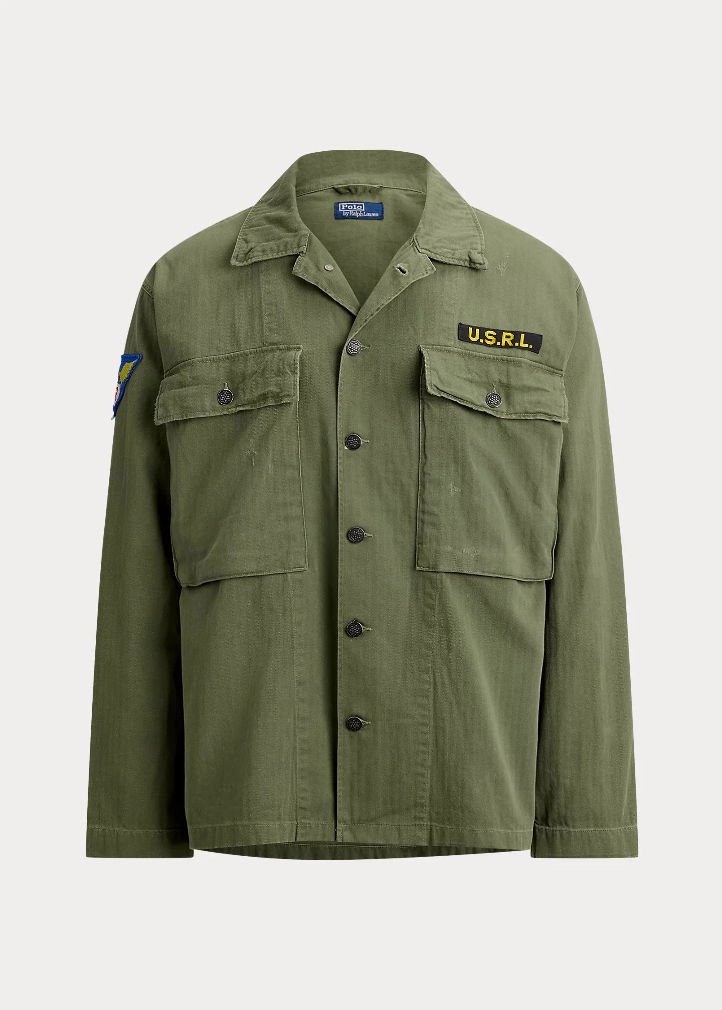 Relaxed Fit Herringbone Twill Overshirt - 1