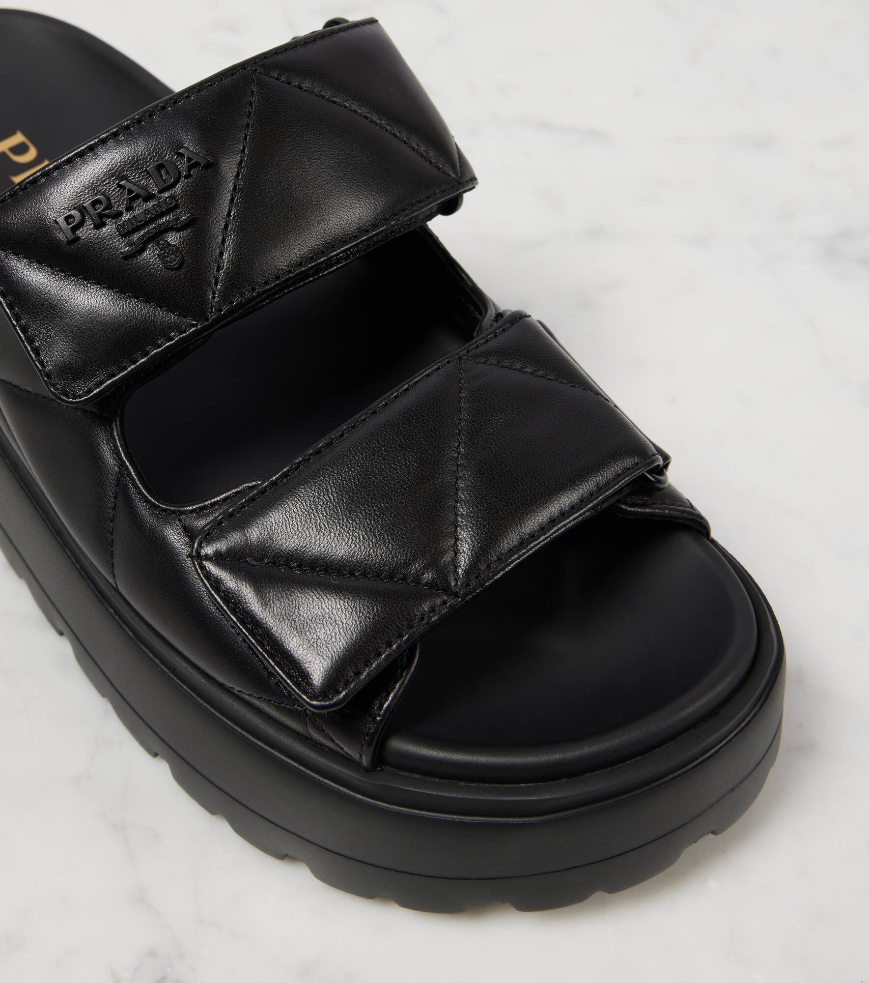 Quilted leather platform sandals - 5
