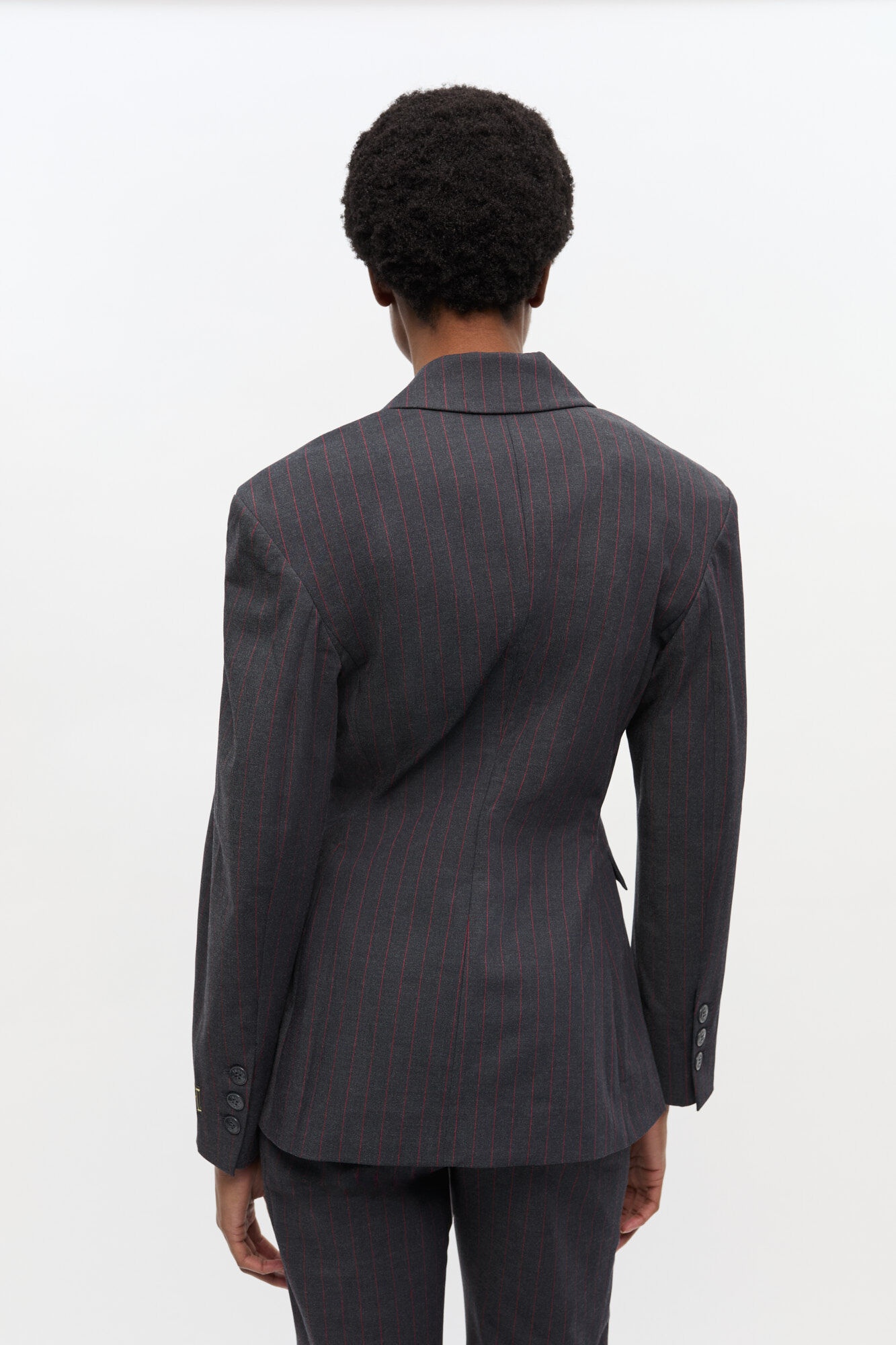 BLACK PINSTRIPE BLAZER - 4