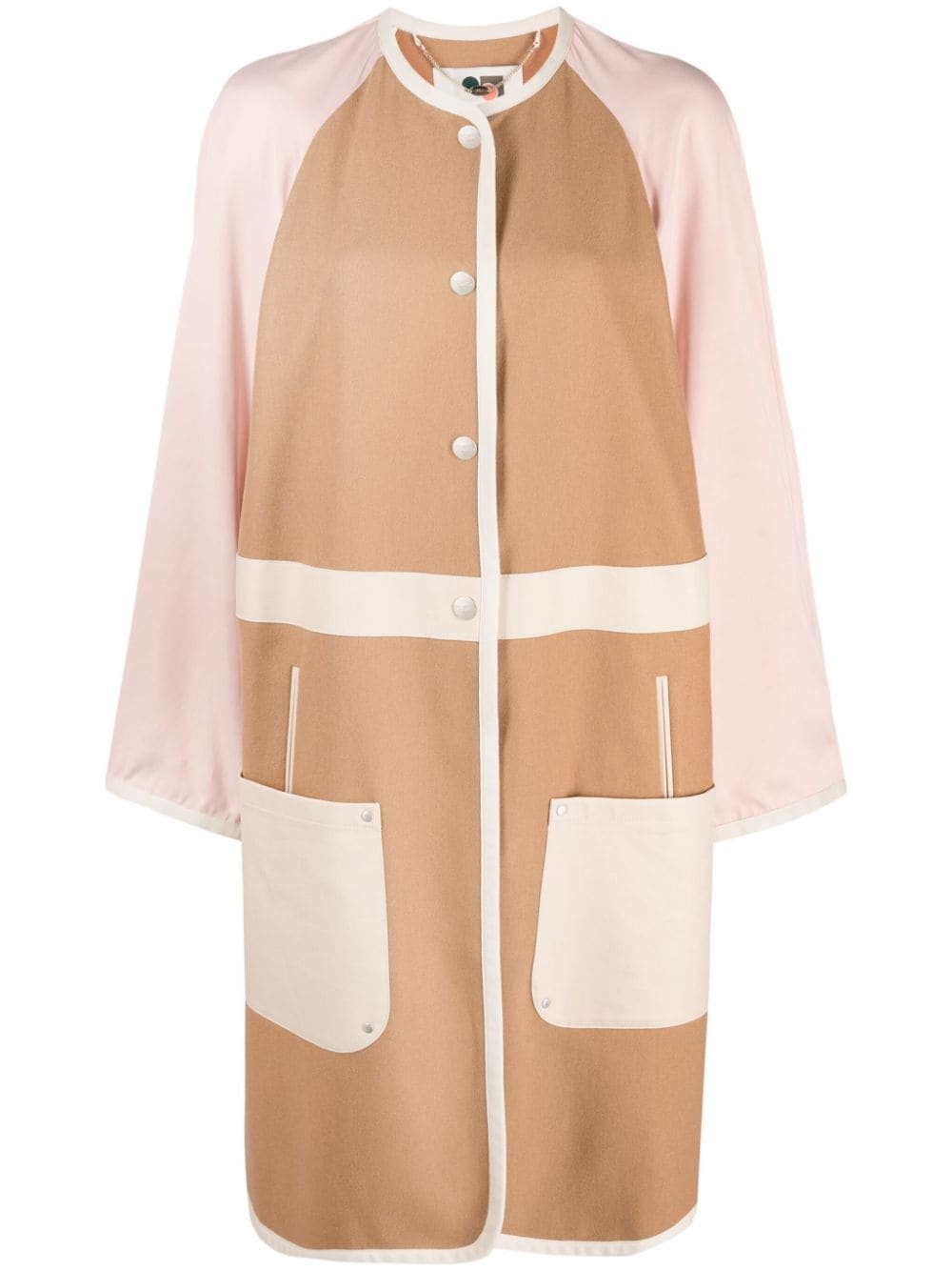 pastel colour-block single-breasted coat - 1