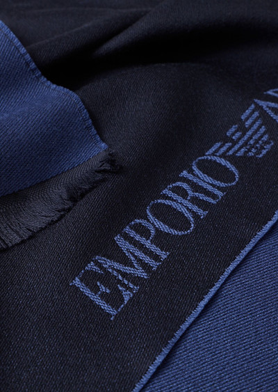 EMPORIO ARMANI Wool scarf with jacquard logo lettering outlook