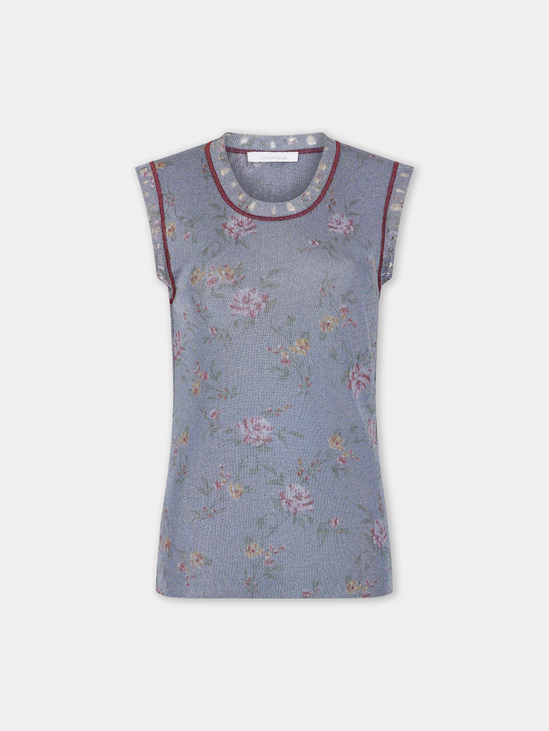 BLUE TANK TOP IN LUREX VISCOSE KNIT - 1