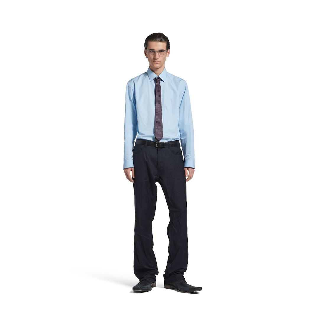 Men's Straight Tailored Pants in Dark Navy - 2