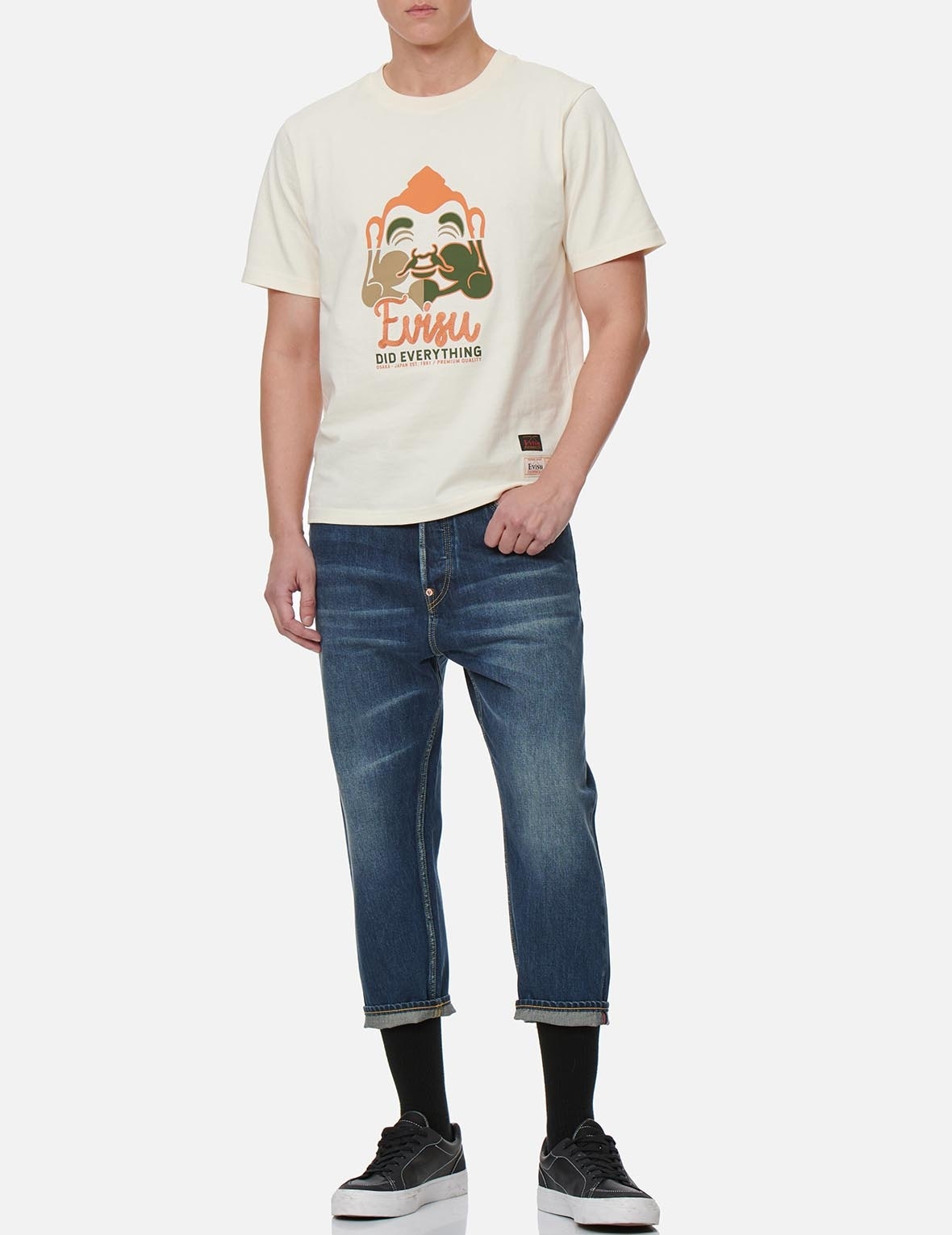 BI-COLOR SEAGULL PRINT CROPPED FIT JEANS #2027 - 4