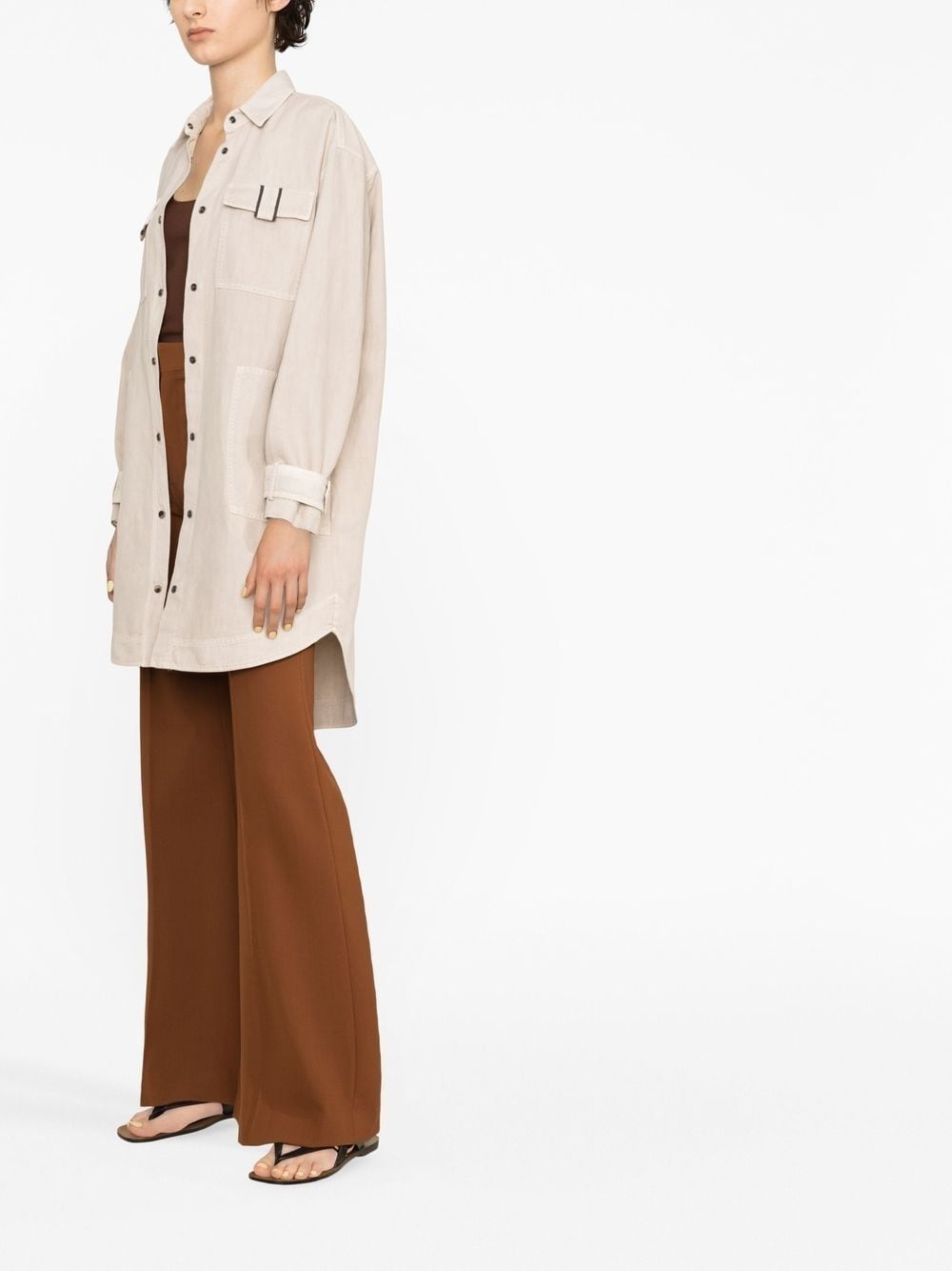 cotton and linen oversized shirt - 3
