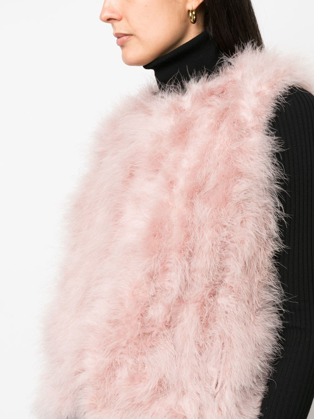 feather-trim gilet - 5