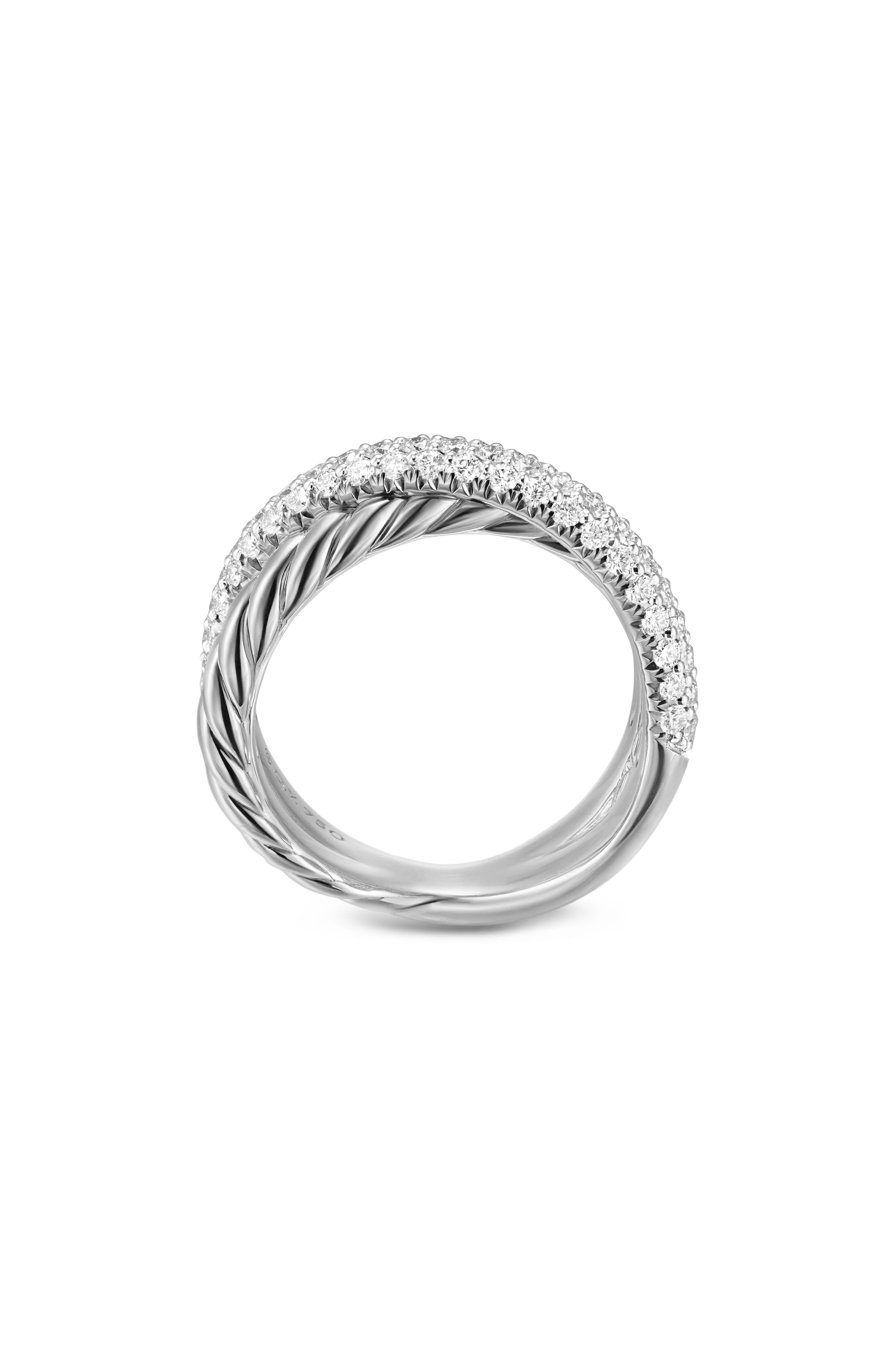 David Yurman Crossover Two-Row Ring in Sterling Silver with Diamonds, 7.5mm at Nordstrom - 4