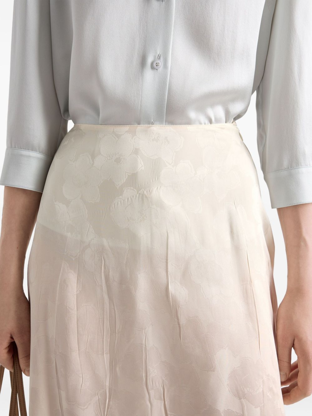 floral jacquard midi asymmetric skirt - 5