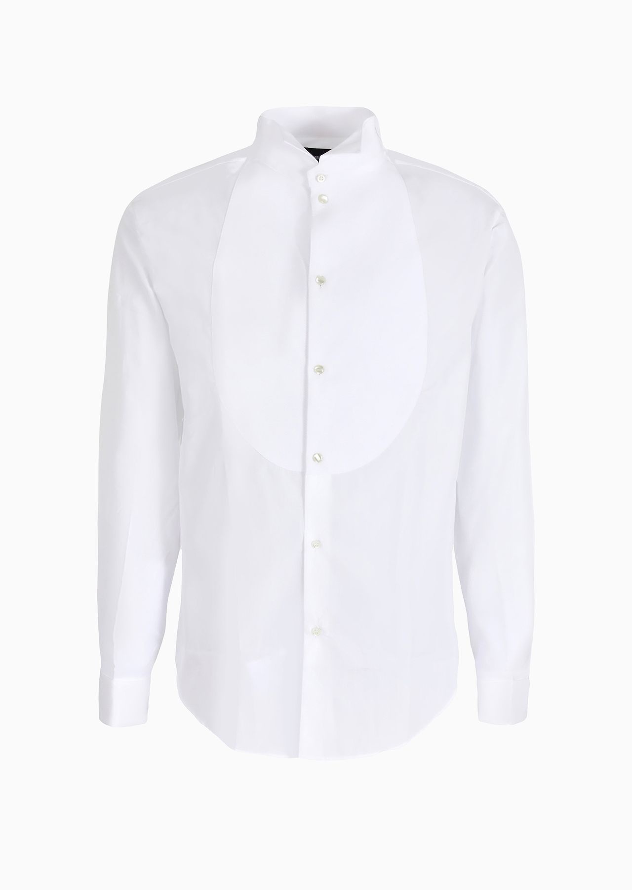 Poplin shirt with waffle plastron front - 1