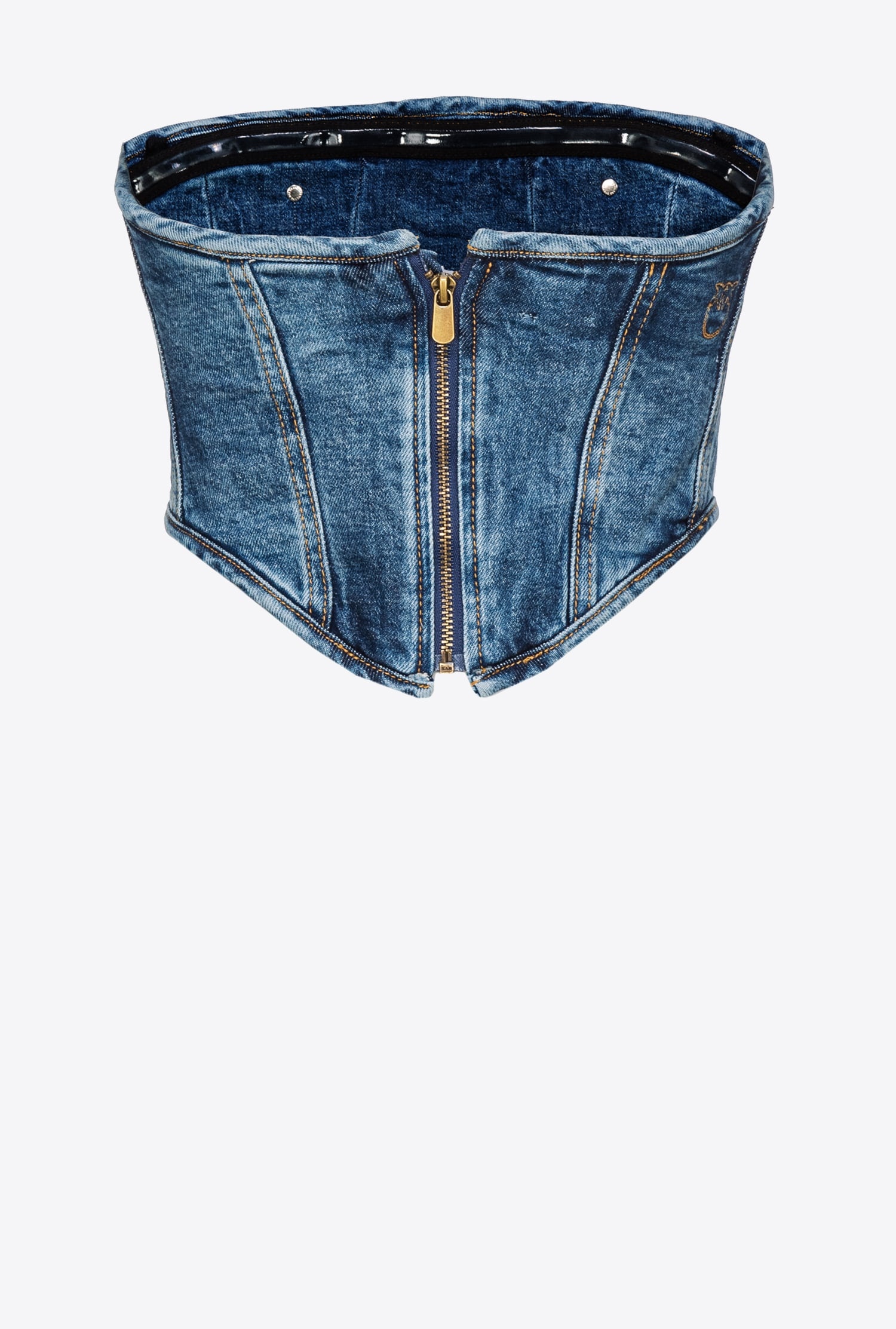 STRETCH DENIM BUSTIER TOP - 6