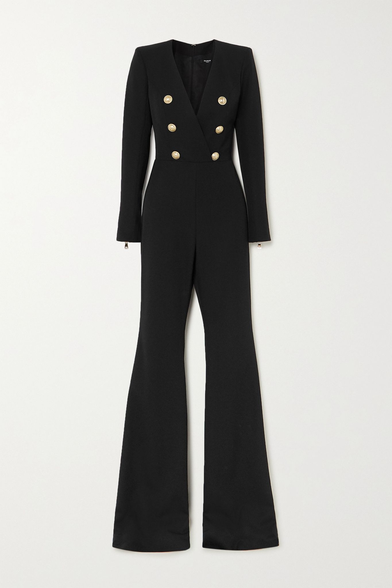 Button-embellished wool-twill jumpsuit - 1