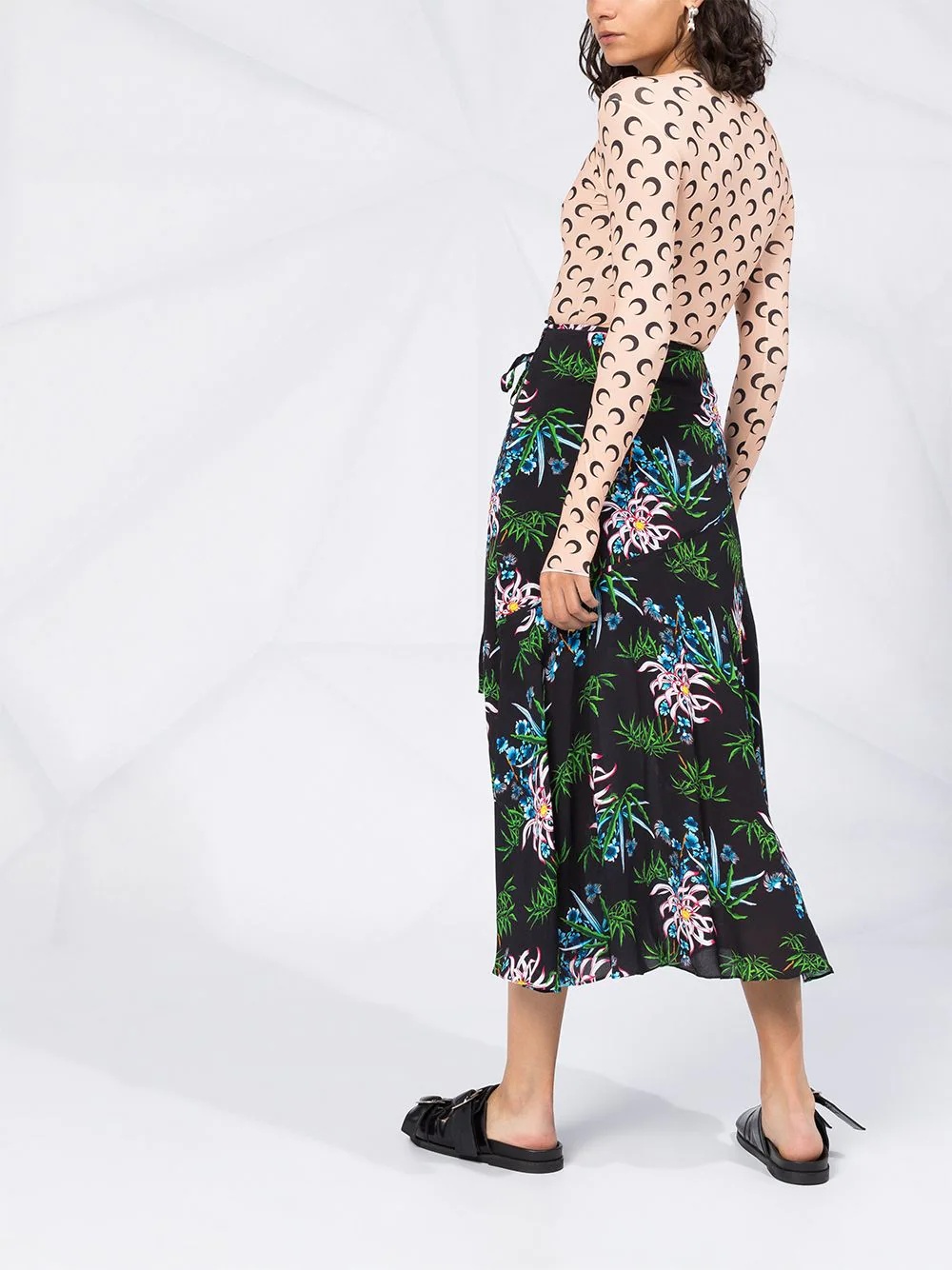 botanical-print wrap skirt - 6