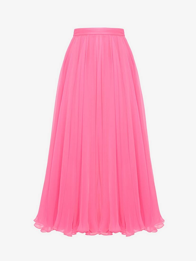 Women's Pleated Midi Skirt in Psychedelic Pink - 1