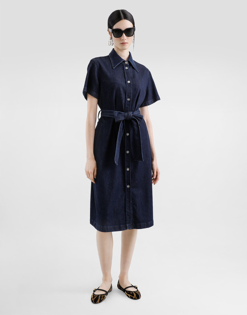 Dolce & Gabbana Silk denim shirt dress outlook