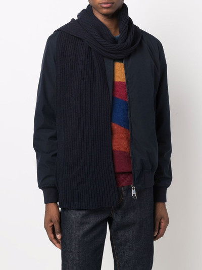 Paul & Shark logo patch ribbed scarf outlook