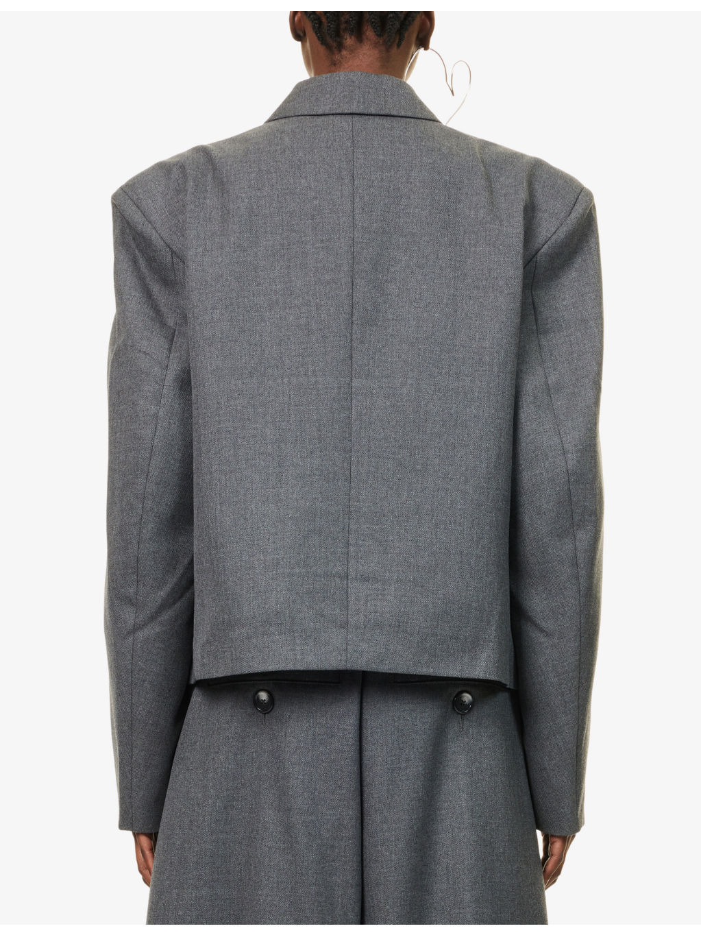 Slouchy Double-Breasted Woven Blazer - 4