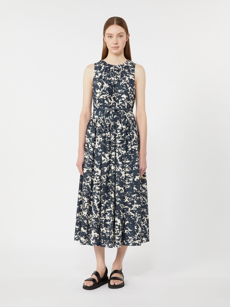 TERESA Printed cotton dress with belt - ULTRAMARINE 3