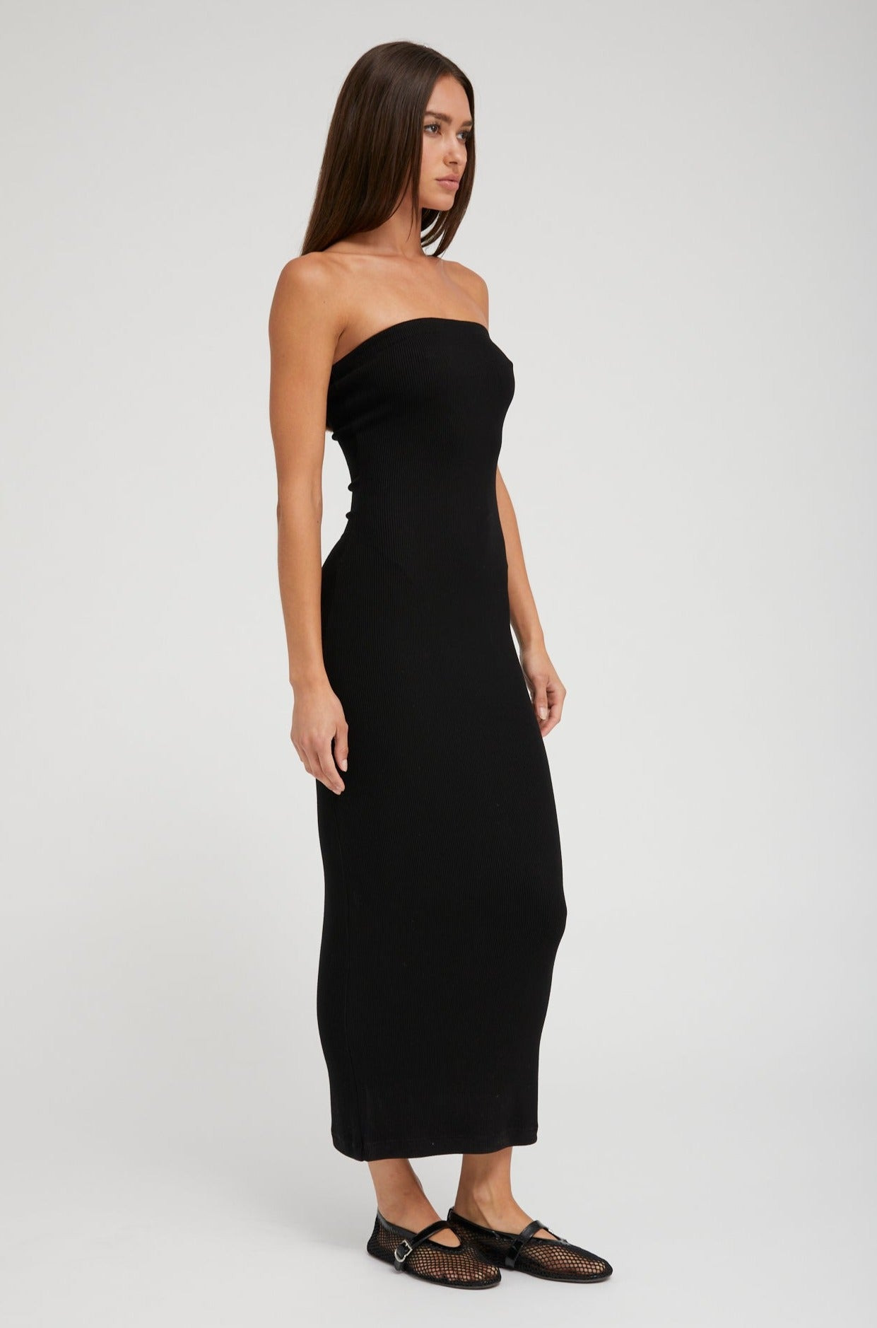 BLACK RIB TUBE DRESS - 4