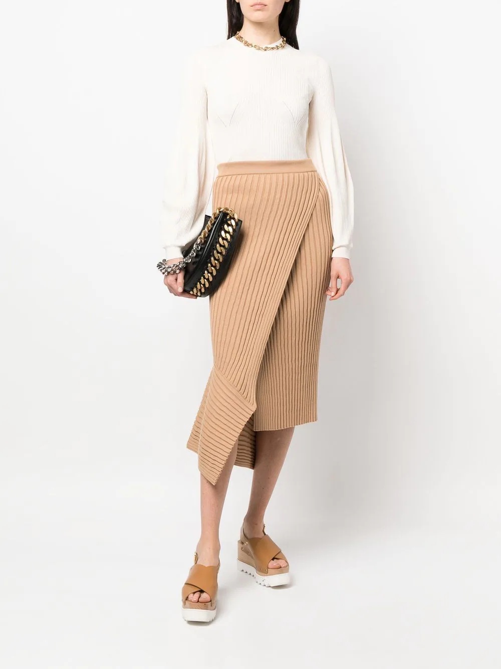 asymmetric rib-knit wrap skirt - 2