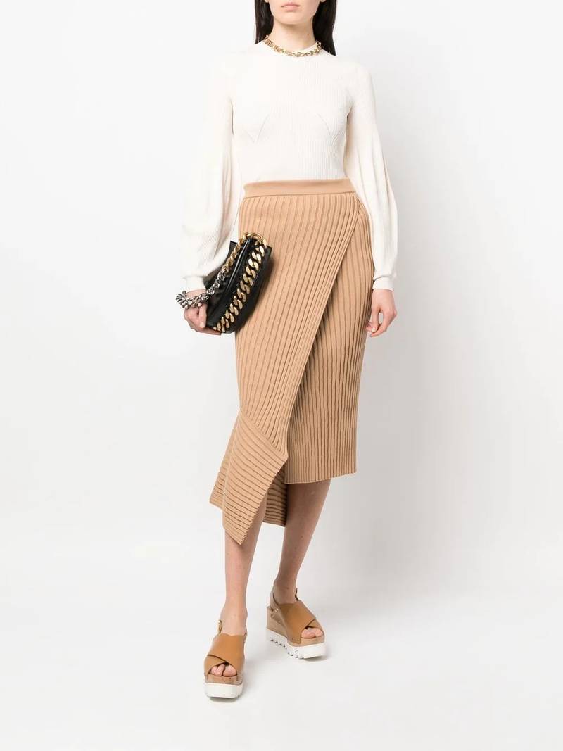 Stella McCartney asymmetric rib-knit wrap skirt outlook