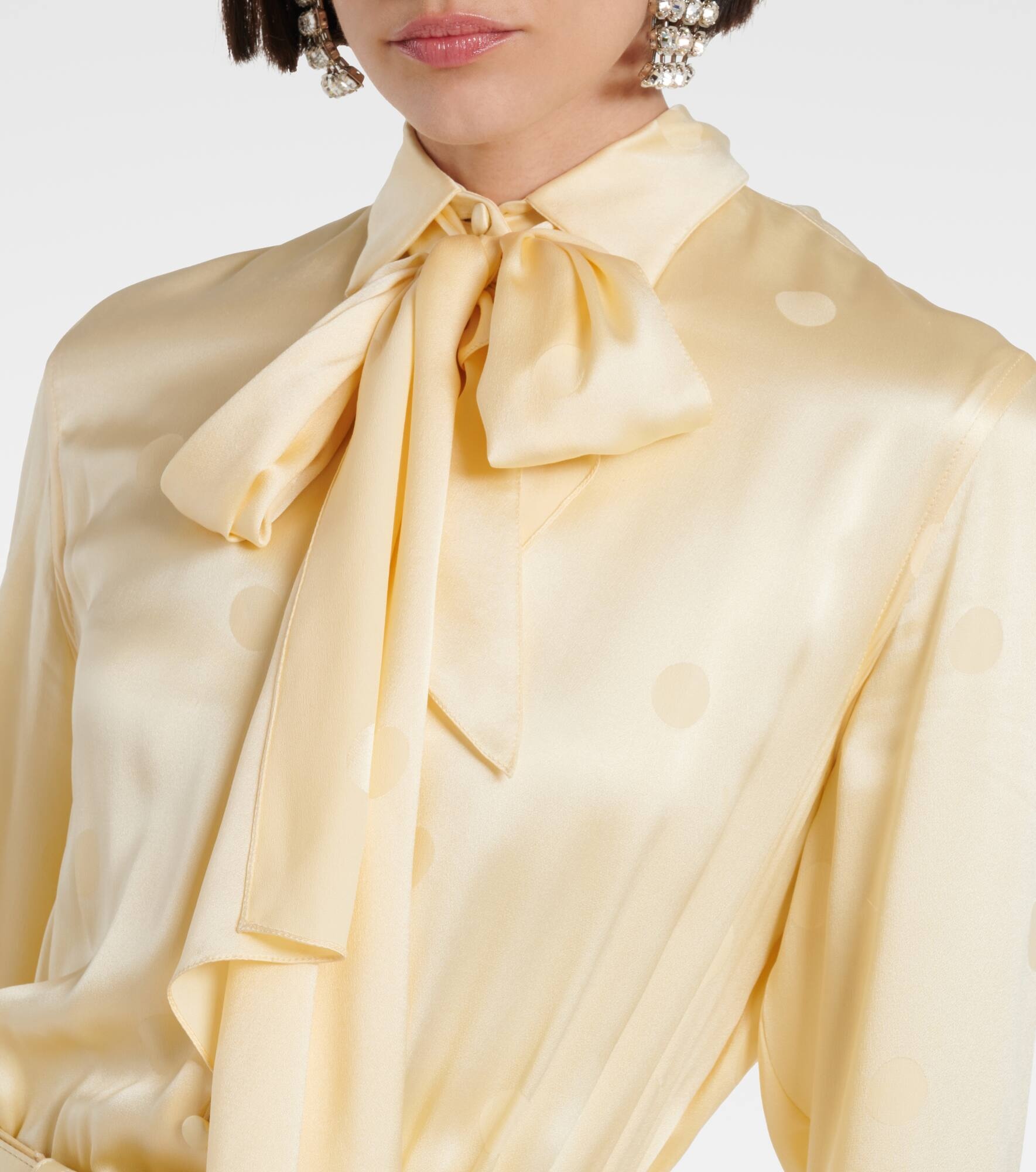 Bow-detail lace-up silk midi dress - 4