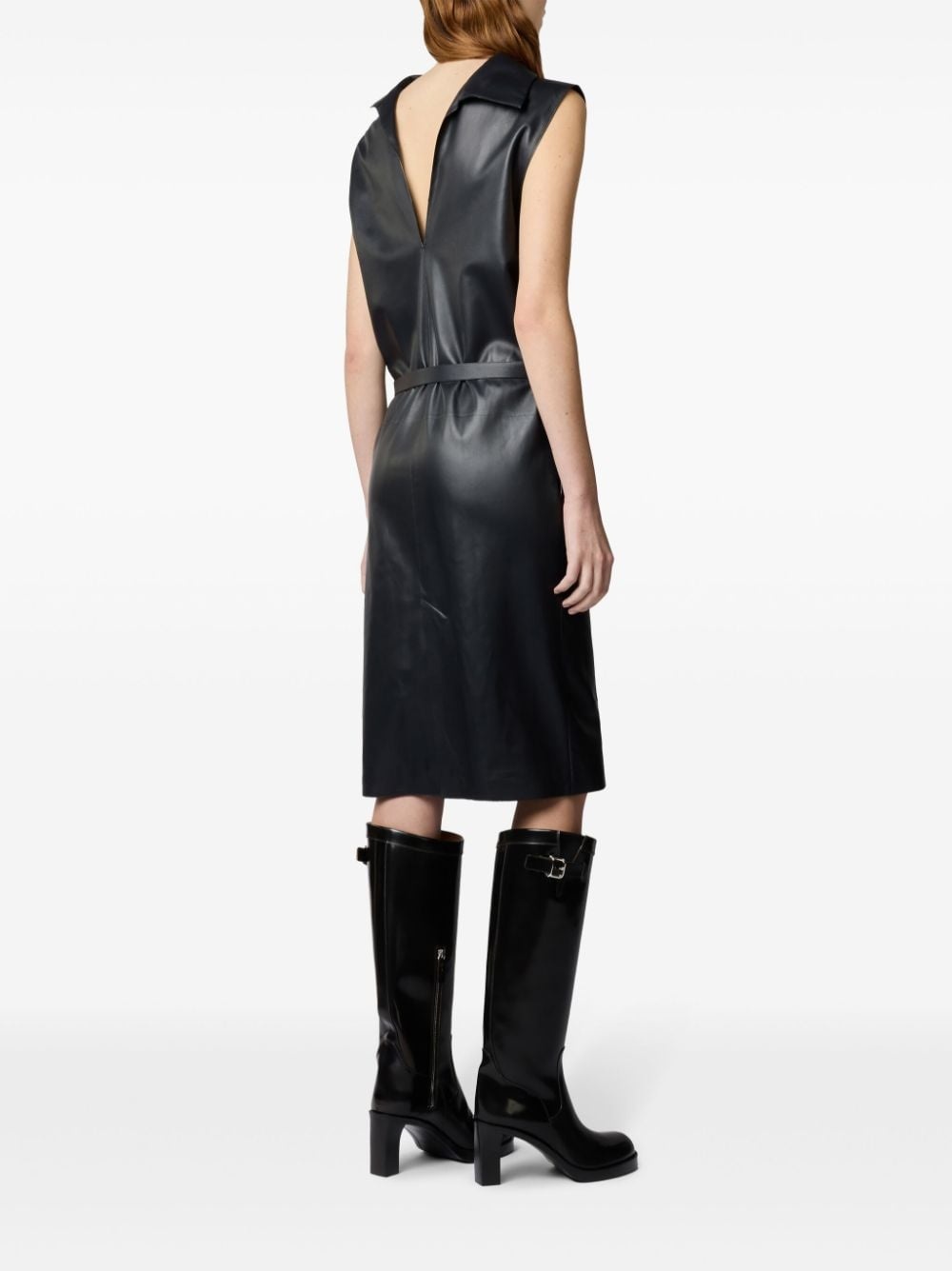 leather midi dress - 3