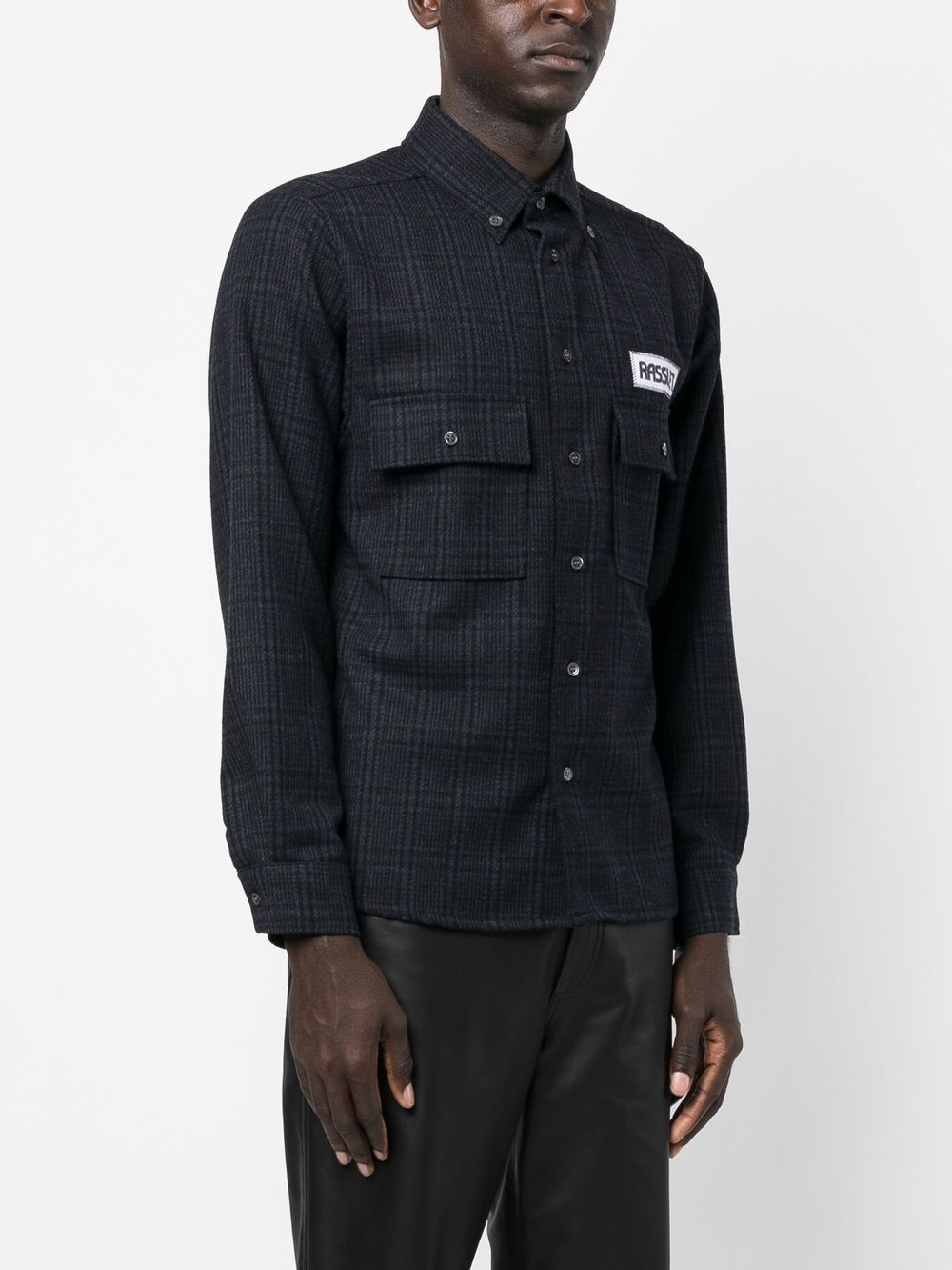 logo-patch check-pattern shirt - 4