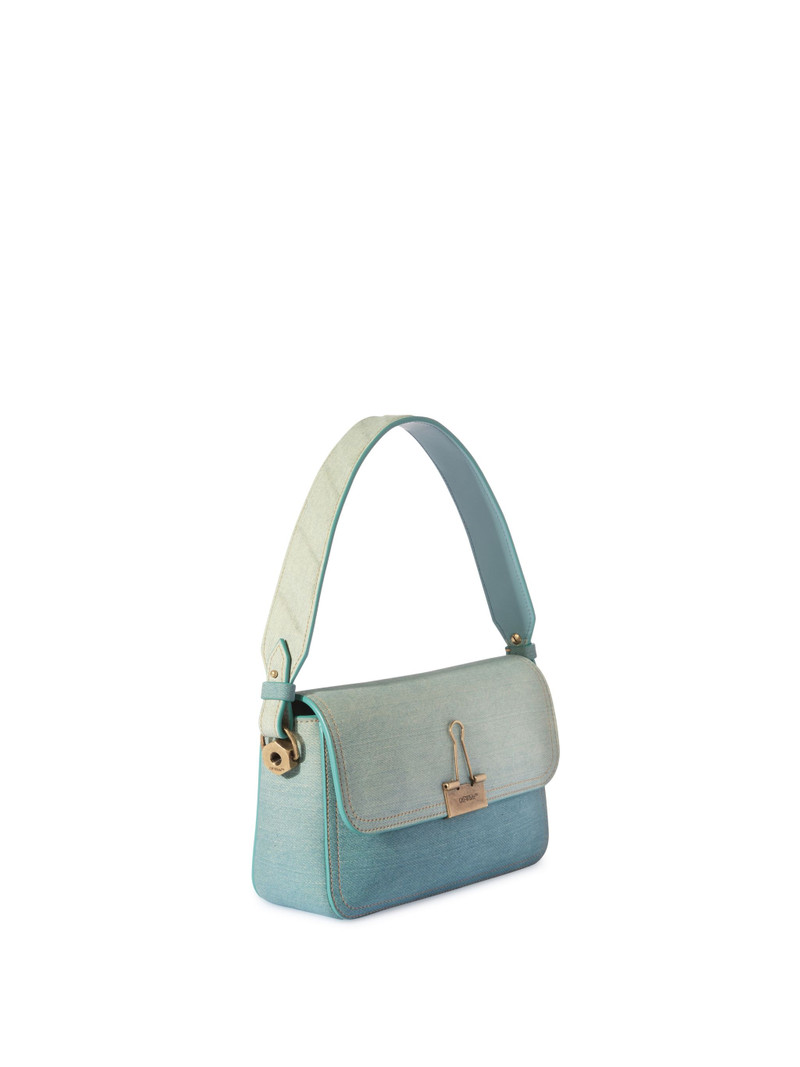 Off-White Light Blue Denim Leather Binder Shoulder Bag outlook