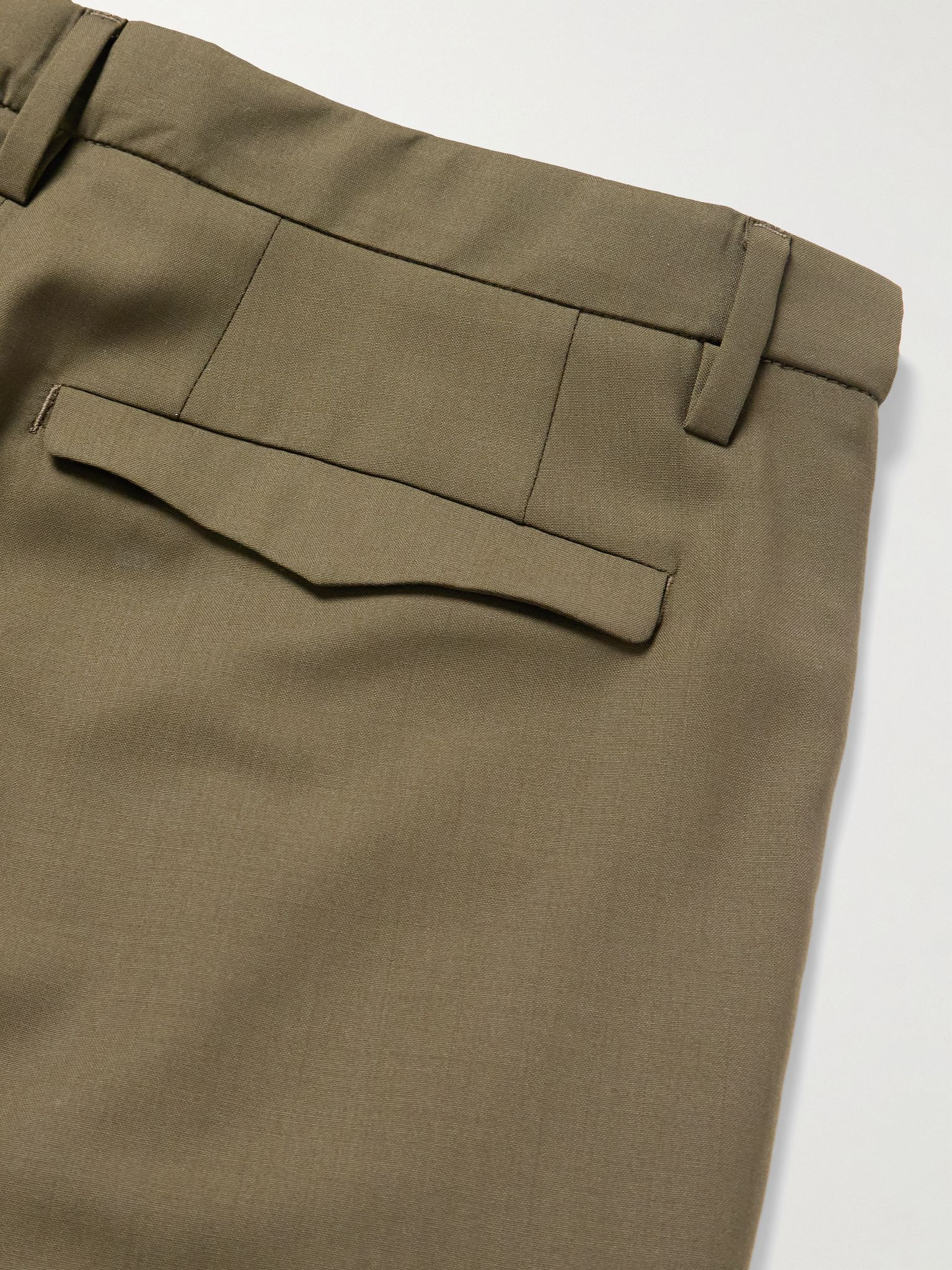 Masco Slim-Fit Straight-Leg Pleated Virgin Wool Trousers Green - 5
