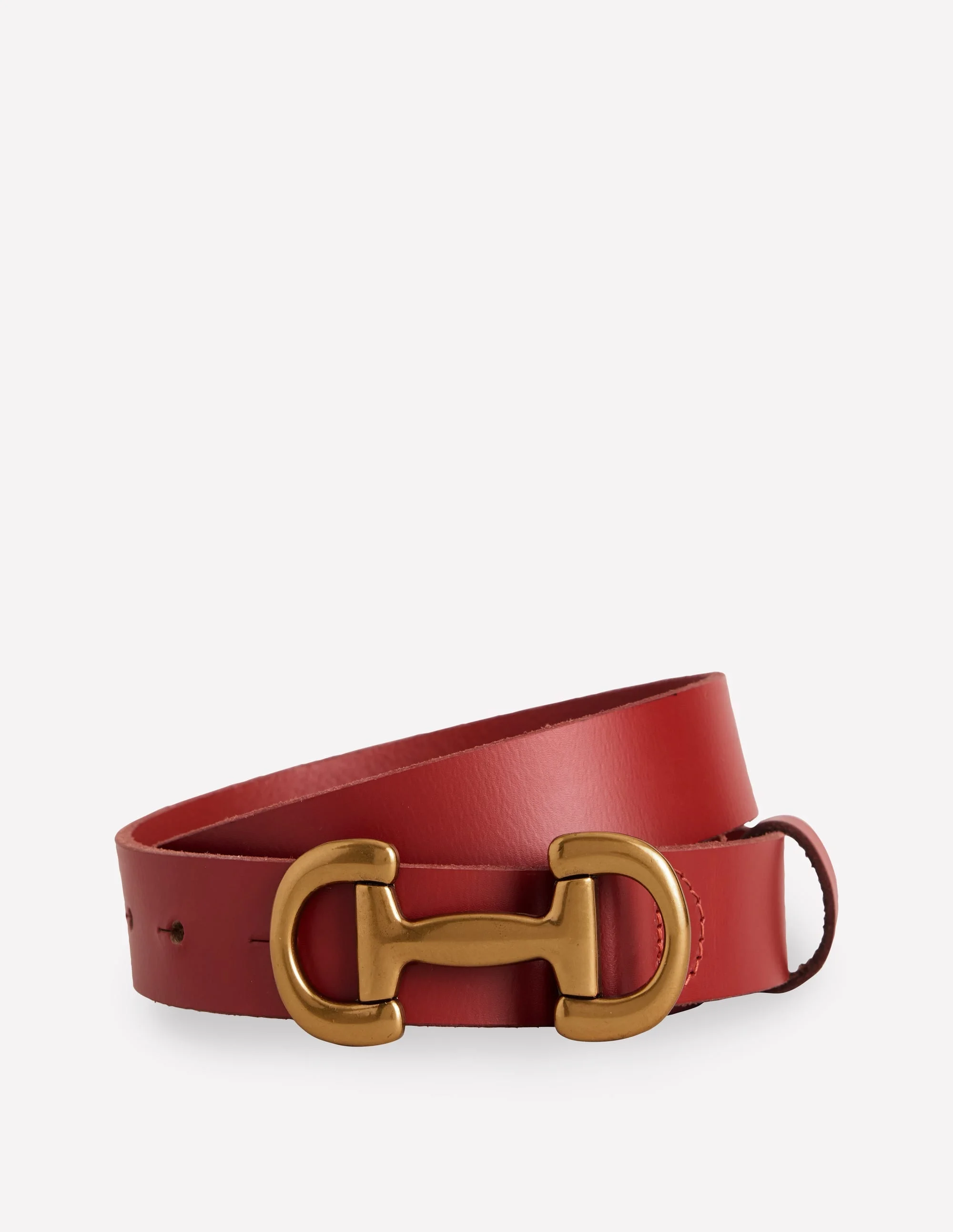 Iris Snaffle-Trim Leather Belt-RED - 1