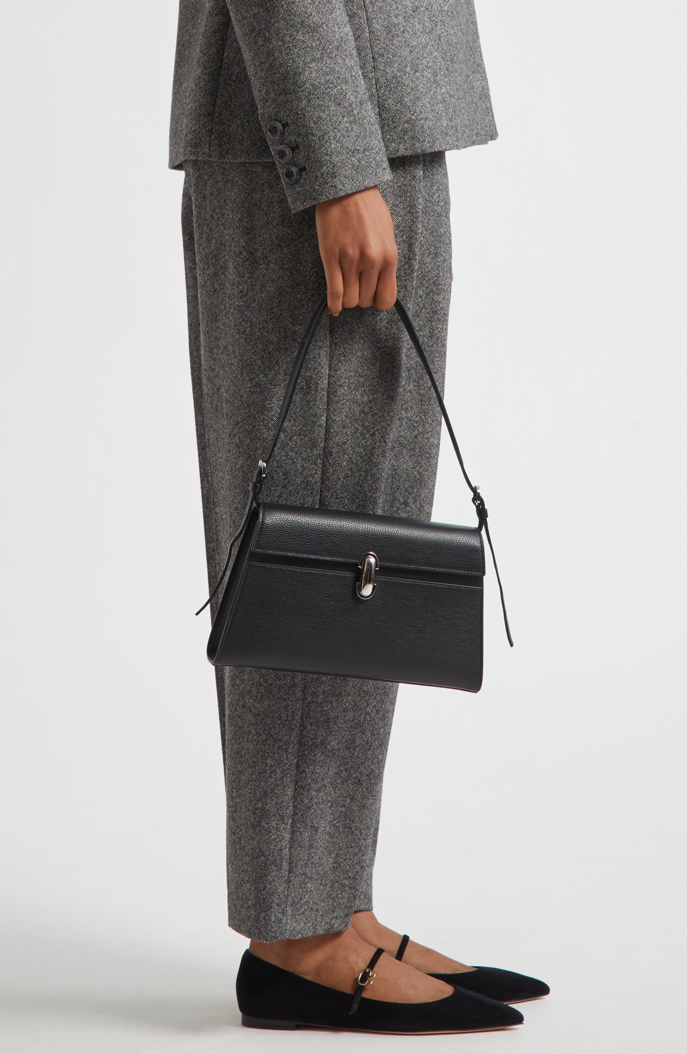 SAVETTE Symmetry Leather Shoulder Bag in Black at Nordstrom - 4
