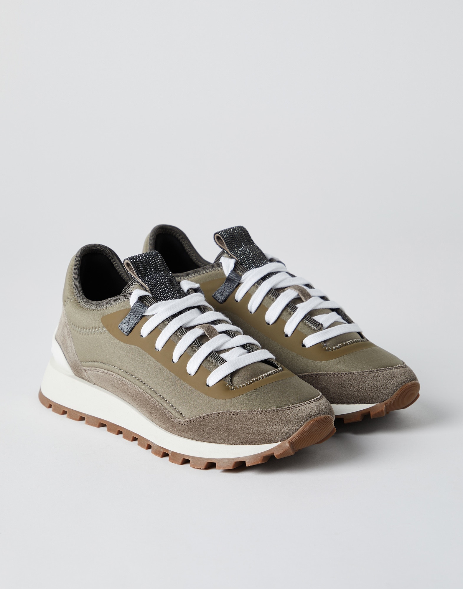 Suede and techno fabric runners with precious tongue - 2