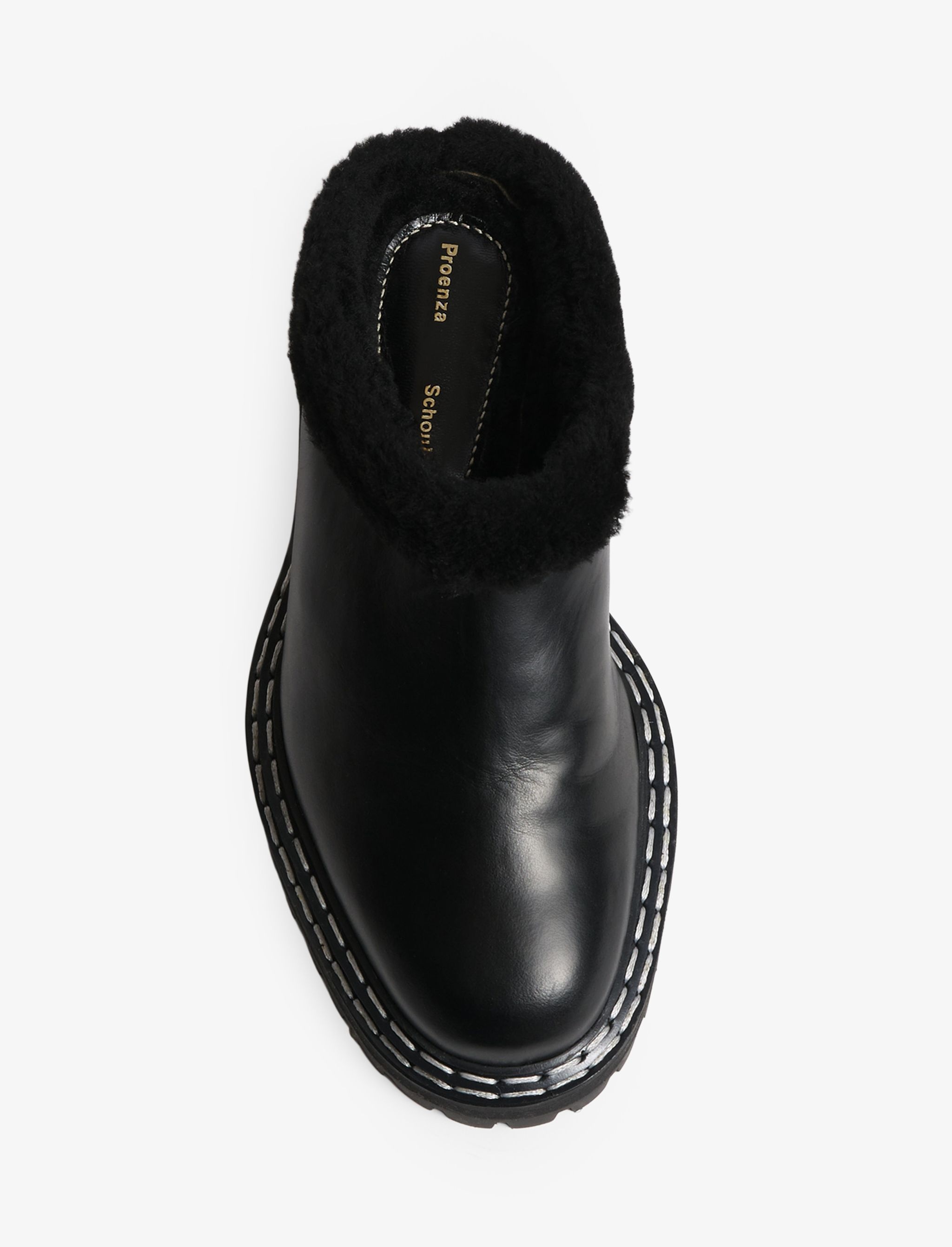 Shearling Lug Sole Mules - 4