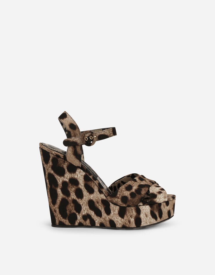 Leopard-printed cotton wedges - 1
